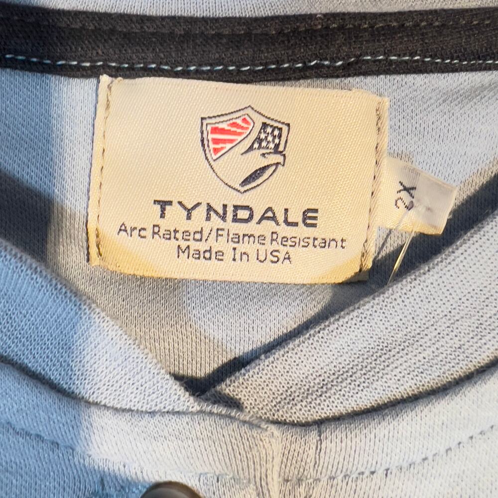 Tyndale FRMC Henley Shirt 2X Blue Long Sleeve Pocket Safety Electric